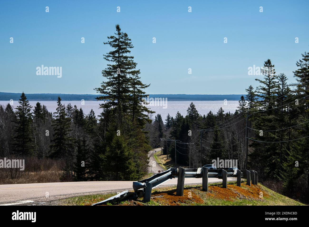 Da Discovery Road a Hopewell Rocks Provincial Park a Hopewell Cape, New Brunswick, Canada Foto Stock