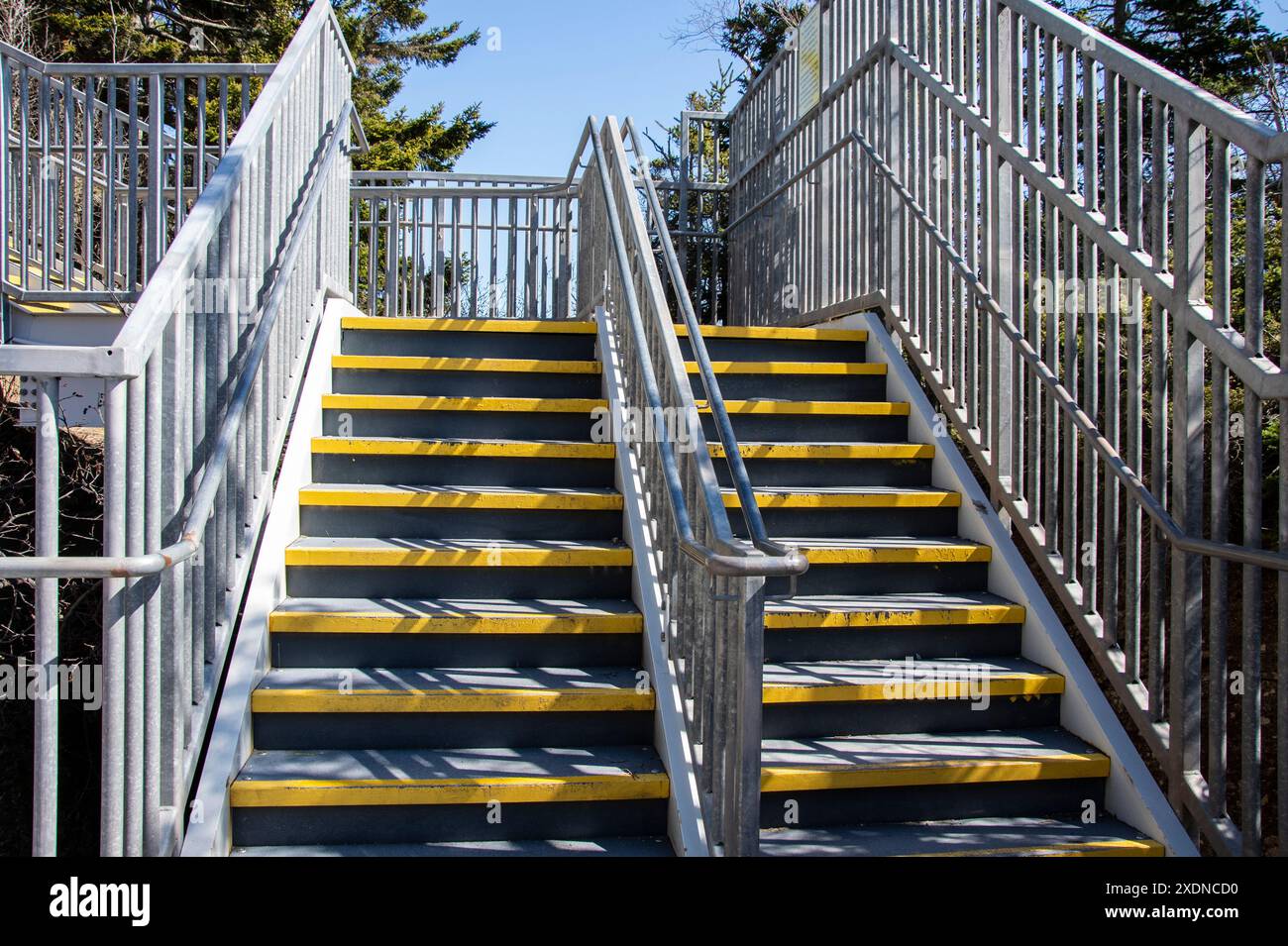 Scale per raggiungere il fondo dell'oceano all'Hopewell Rocks Provincial Park a Hopewell Cape, New Brunswick, Canada Foto Stock
