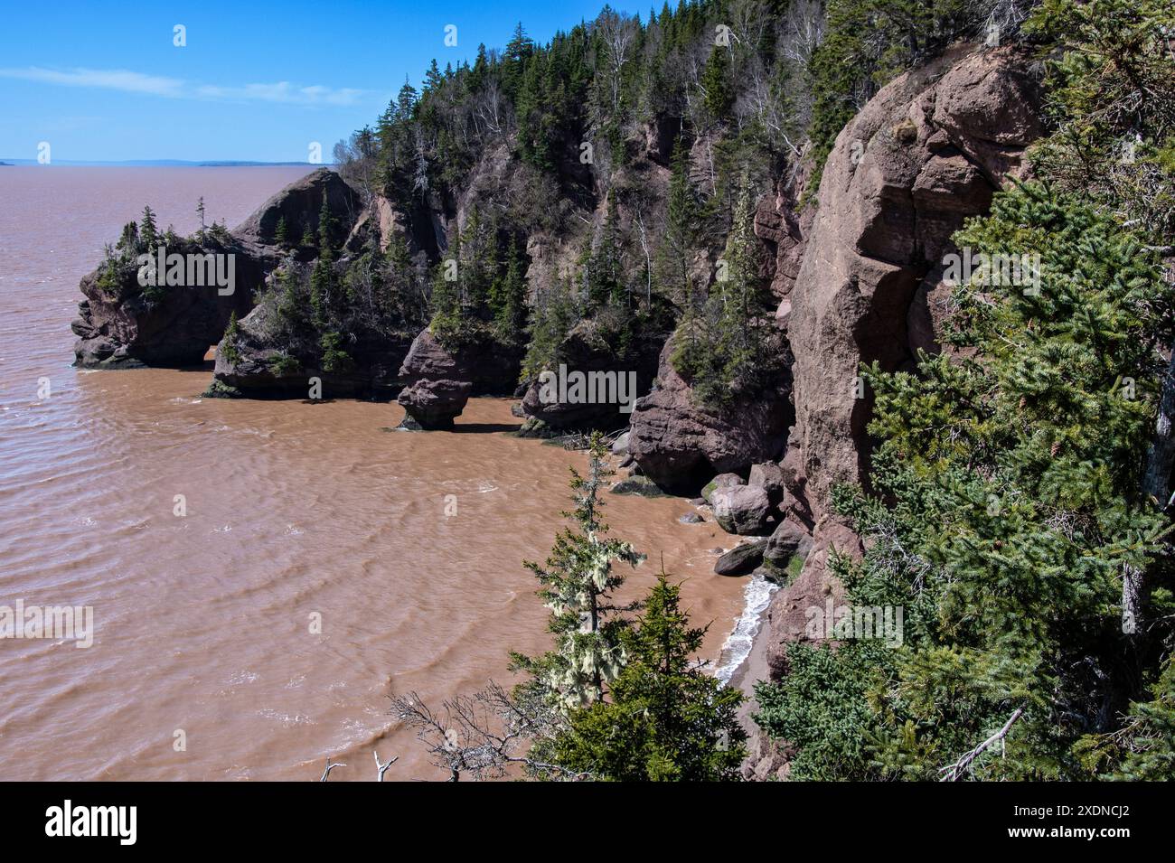 Formazioni rocciose a Big Cove presso l'Hopewell Rocks Provincial Park a Hopewell Cape, New Brunswick, Canada Foto Stock
