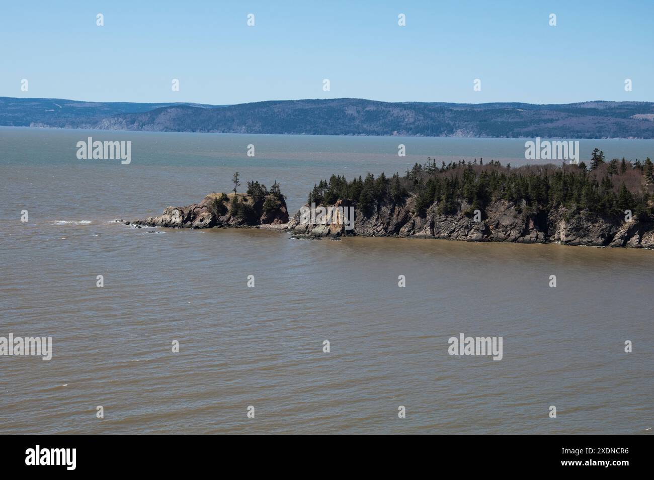 Vista della Baia di Fundy da Cape Enrage a Waterside, New Brunswick, Canada Foto Stock