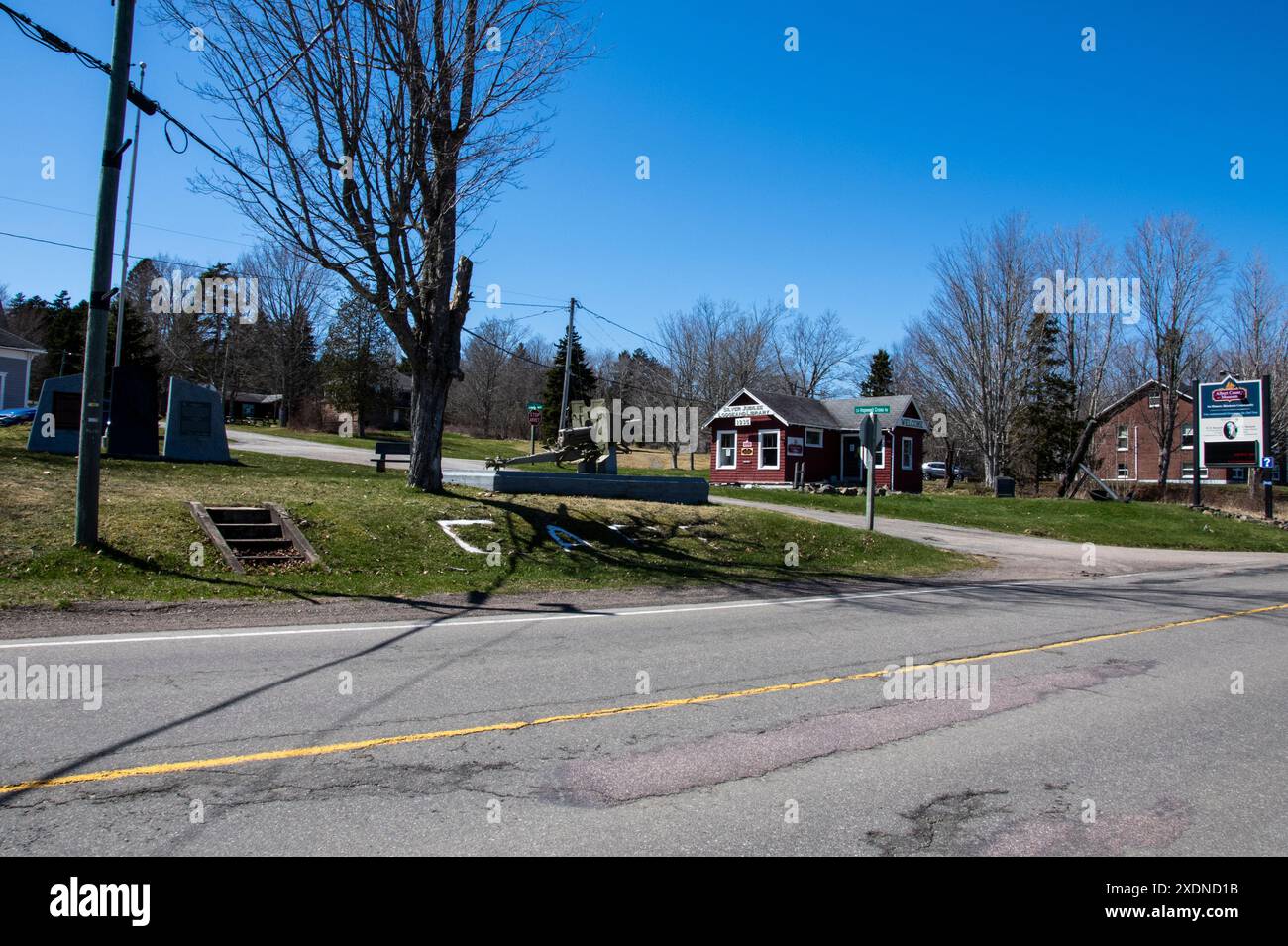 Giardini all'Albert County Museum di Hopewell Cape, New Brunswick, Canada Foto Stock