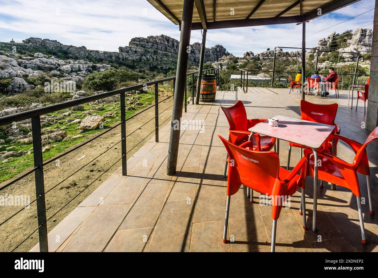 Centro visitatori, Paraje Natural Torcal de Antequera, comuni di Antequera e Villanueva de la Concepción, provincia di Malaga, Andalusia, Spagna. Foto Stock
