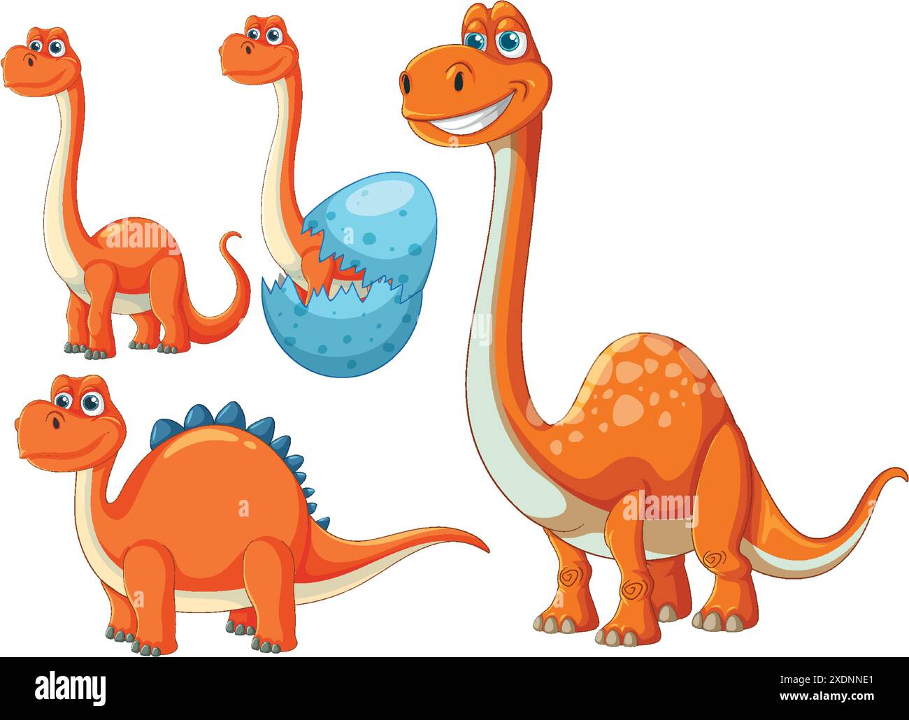 Adorabili dinosauri con uovo nell'illustrazione vettoriale Illustrazione Vettoriale