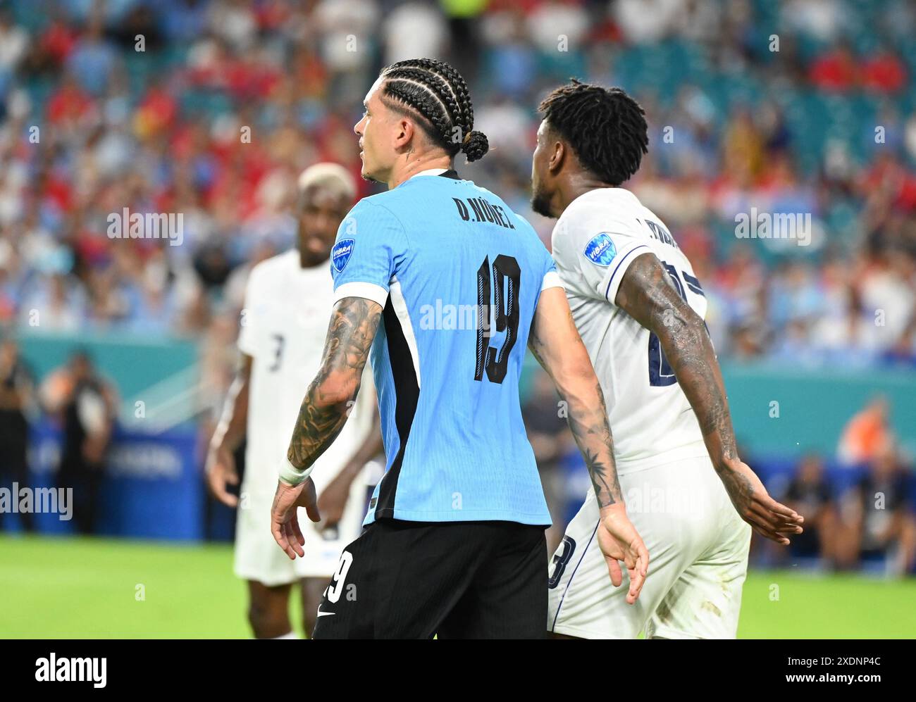 Miami Gardens, Stati Uniti. 23 giugno 2024. Darwin Nunez dell'Uruguay, durante la partita CONMEBOL Copa America Group C tra Uruguay e Panama, al Sun Life Stadium, a Miami Gardens, negli Stati Uniti, il 23 giugno. Foto: Rodrigo Caillaud/DiaEsportivo/Alamy Live News crediti: DiaEsportivo/Alamy Live News Foto Stock