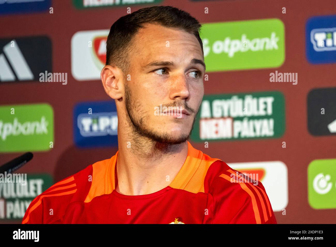 Daniel Gazdag (16, Ungarn) GER, Pressekonferenz Ungarische Nationalmannschaft, Fussball, Euro, UEFA, 21.06.2024, foto: Eibner-Pressefoto/Florian Wolf Foto Stock