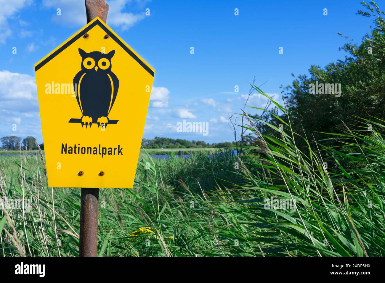 Cartello informativo del parco nazionale con la parola tedesca "Nationalpark" Foto Stock