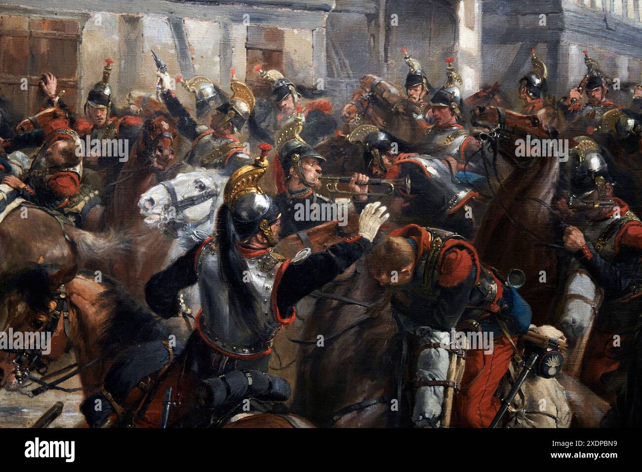 Édouard Detaille (1848-1912), Charge du 9e régiment de cuirassiers à Morsbronn, 1874, Mostra al museo, Parigi 1874 inventare l'impressionismo, Mu Foto Stock