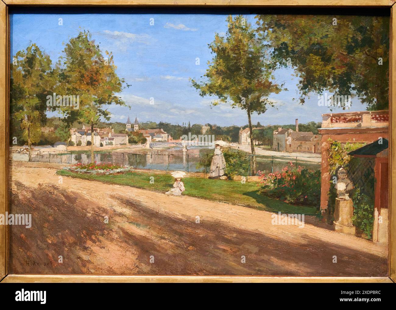 Henri Rouart (Parigi, 1833-1912), la Terrasse au bord de la Seine à Melun, 1874, Mostra al museo, Parigi 1874 inventare l'impressionismo, Musée d'd' Foto Stock