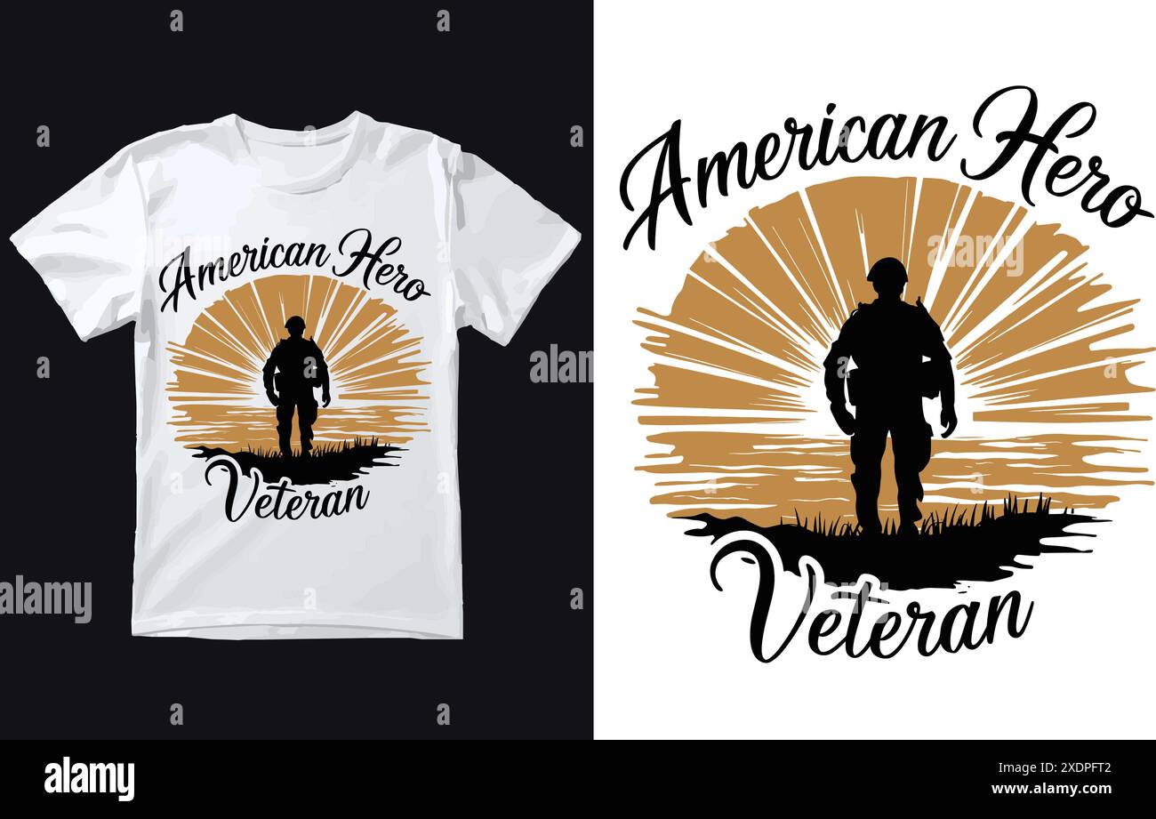 Vettore di design della t shirt American Hero Veteran. Illustrazione Vettoriale