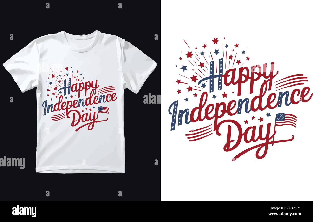 Felicità del design della t shirt Independence Day. Illustrazione Vettoriale