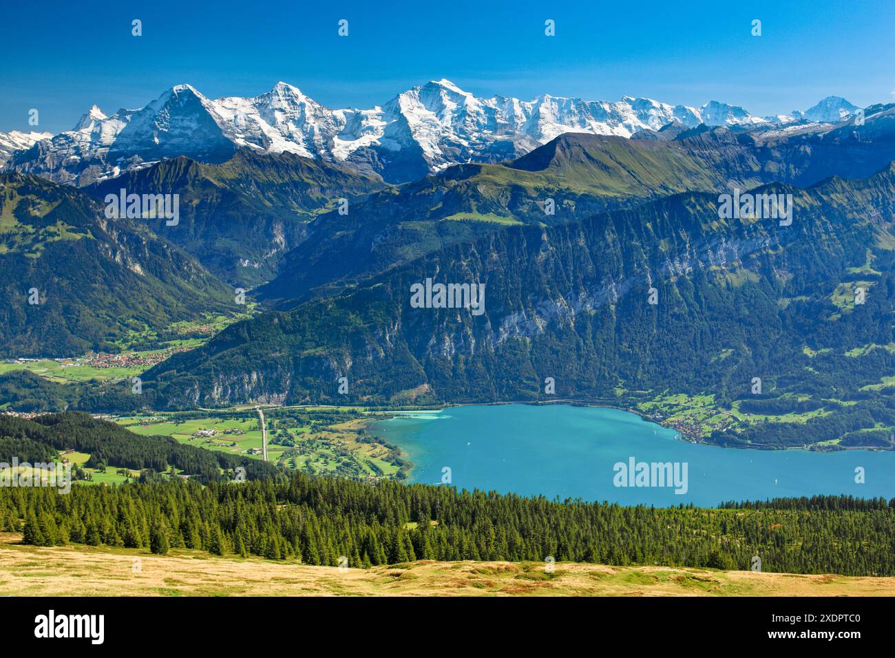 Geografia / viaggi, Svizzera, Alpi svizzere, vista da Niederhorn, Eiger, MOENCH, NON-USO ESCLUSIVO PER-USO-CARTOLINA-BIGLIETTI-CARTOLINA-BIGLIETTI-CARTOLINA-PIEGHEVOLI Foto Stock