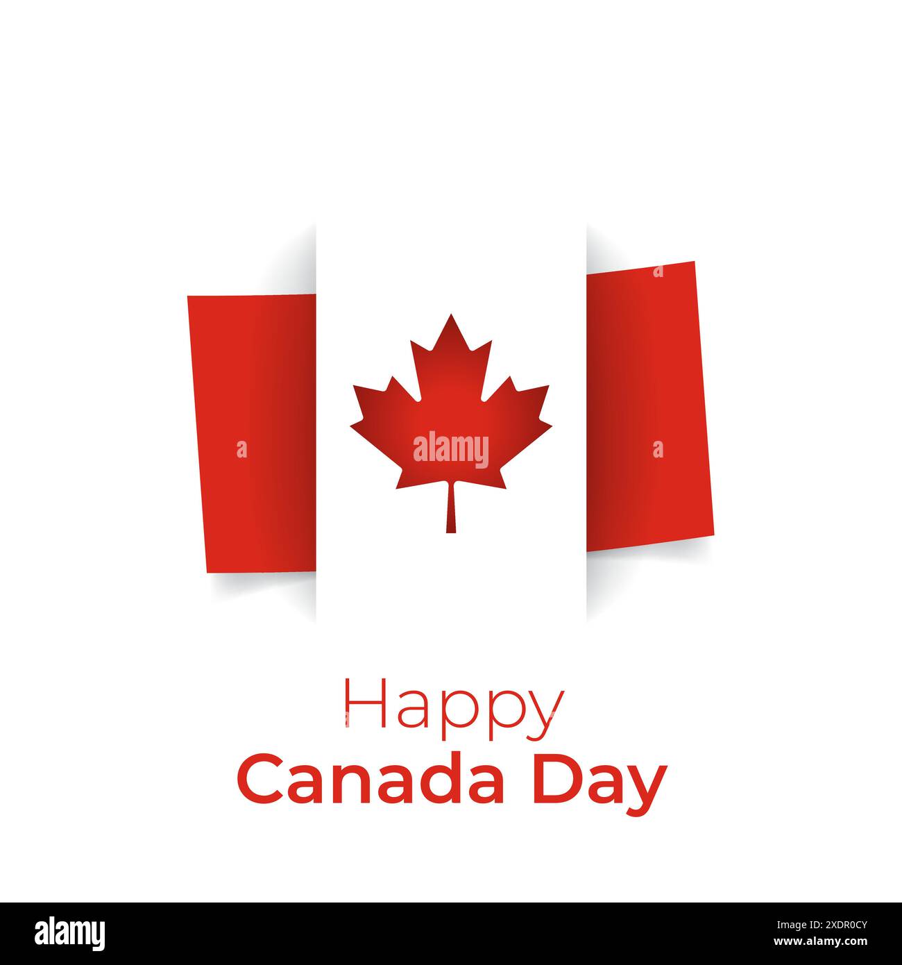 Biglietto di auguri per il buon canada Day, modello. Giornata nazionale. Bandiera del Canada in stile creativo tagliato in carta per il design delle festività natalizie. Illustrazione vettoriale, originale Illustrazione Vettoriale