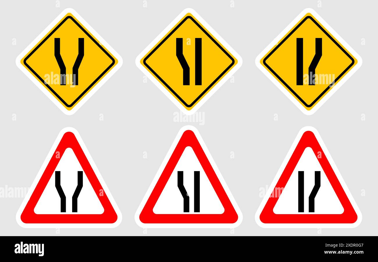 Segnale di ampliamento della strada. Progettazione vettoriale. Illustrazione Vettoriale