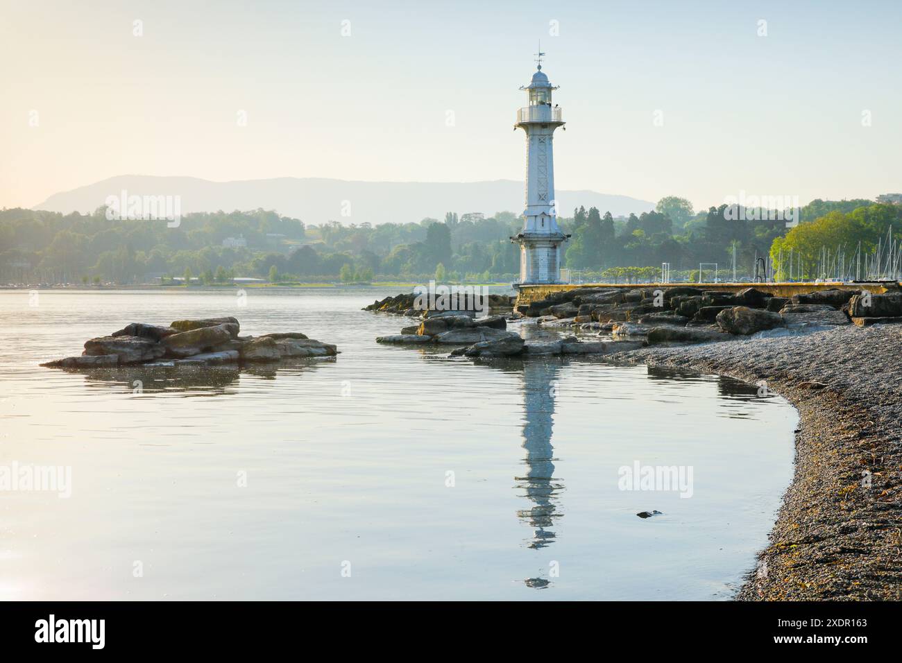 Geografia / viaggi, Svizzera, Phare des Paquis, faro nel bacino del lago di Ginevra, USO NON ESCLUSIVO PER BIGLIETTI-AUGURI-BIGLIETTI-CARTOLINE-CARTOLINE-BIGLIETTI-BIGLIETTI-BIGLIETTI-BIGLIETTI-BIGLIETTI Foto Stock