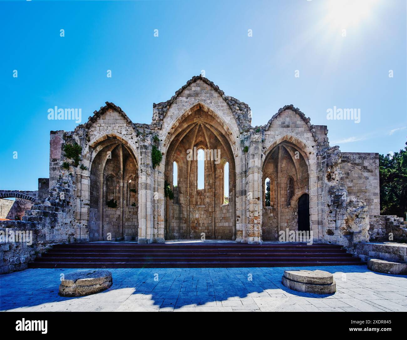 Chiesa della Vergine del Burgh all'interno della città murata di Rodi, Grecia, Europa Foto Stock