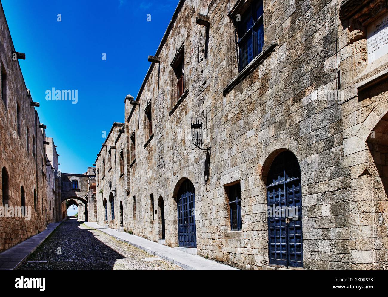 Via medievale nella città vecchia, Rodi, Grecia, Europa Foto Stock