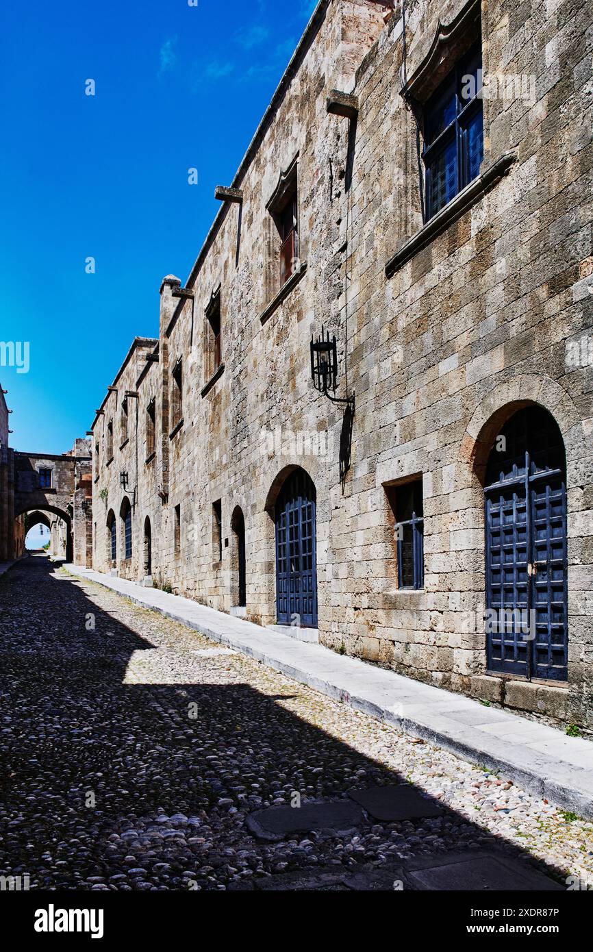 Via medievale nella città vecchia, Rodi, Grecia, Europa Foto Stock