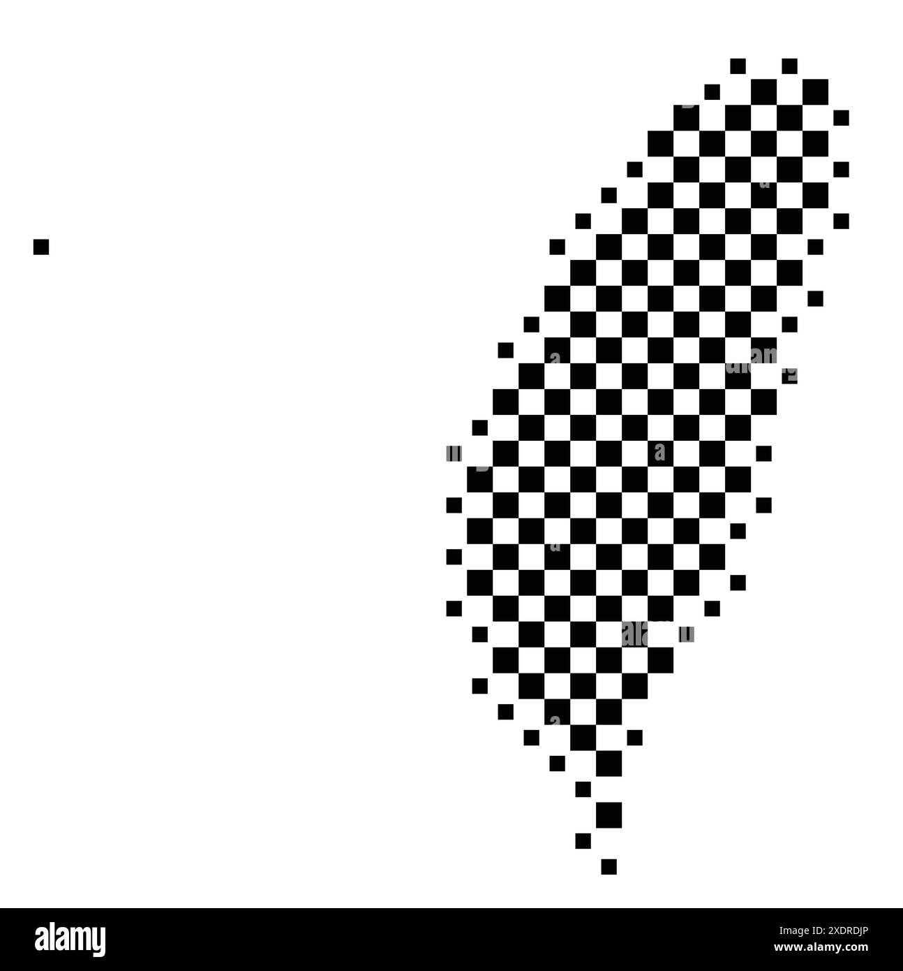 Mappa astratta di Taiwan che mostra il paese con un motivo di quadrati bianchi e neri come una scacchiera Illustrazione Vettoriale