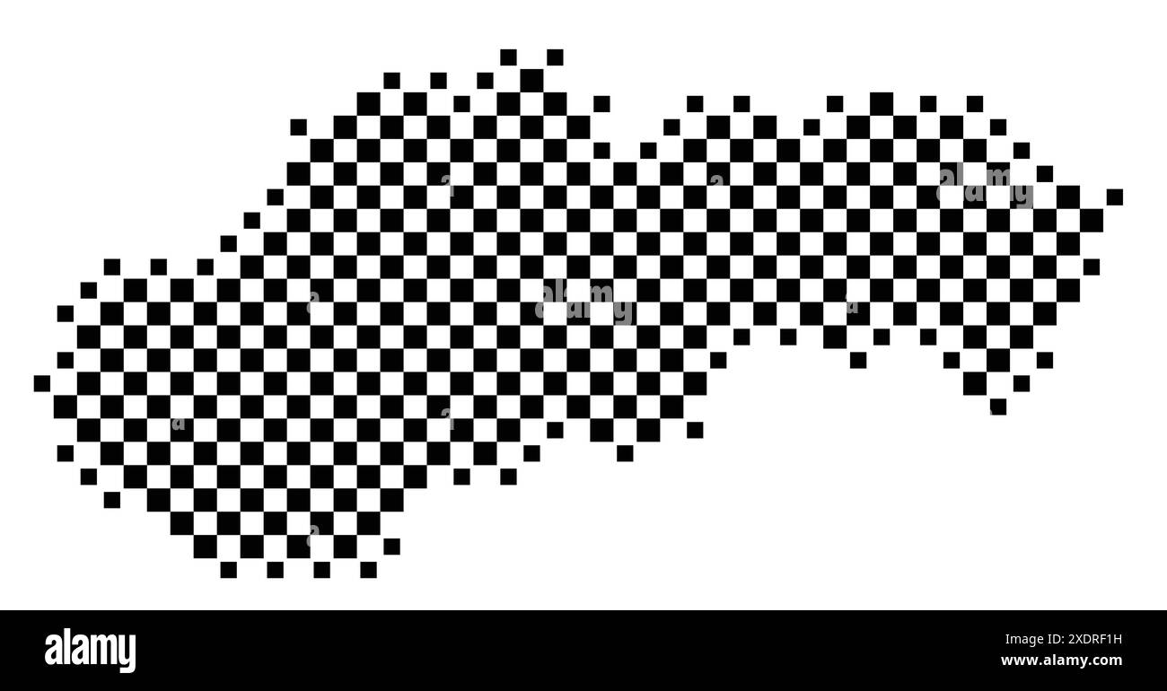 Mappa astratta della Slovacchia che mostra il paese con un motivo di quadrati bianchi e neri come una scacchiera Illustrazione Vettoriale