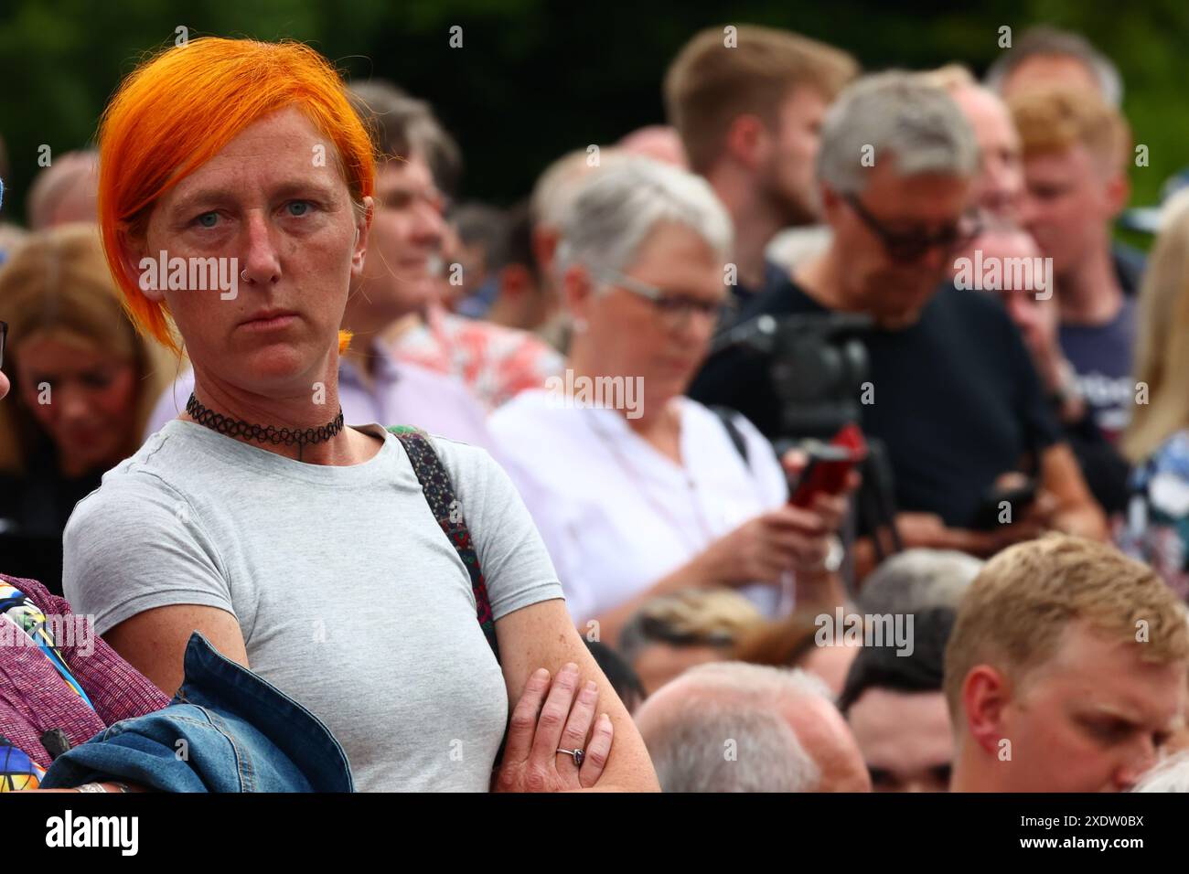 Trago Mills, Newton Abbot, Devon, Regno Unito. 24 giugno 2024. Elezioni generali 2024: Evento della campagna Reform UK a Trago Mills, Newton Abbot, Devon. Crediti: Nidpor/Alamy Live News Foto Stock