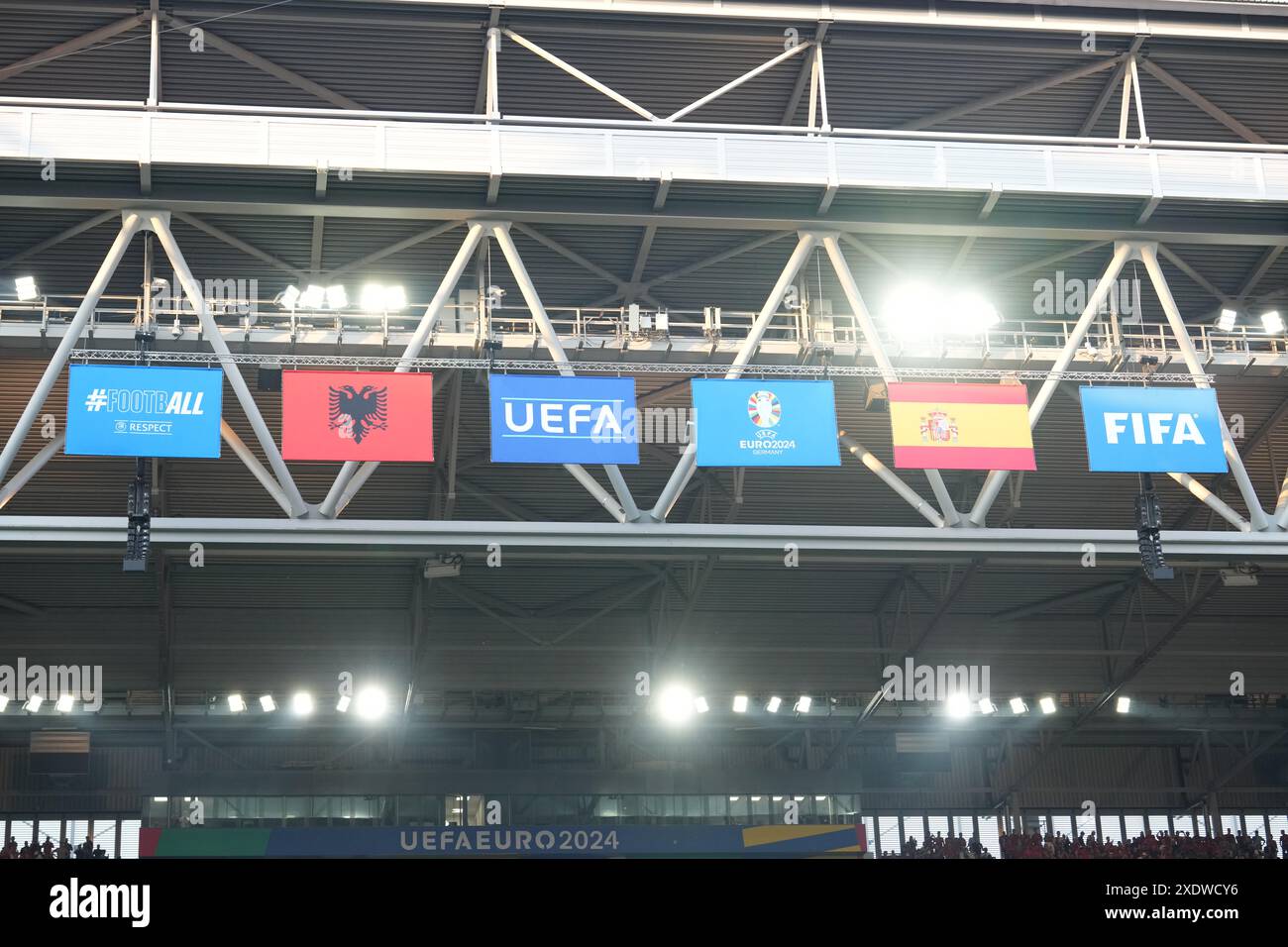 Dusseldorf, Germania. 24 giugno 2024. Vista dello stadio durante la partita EURO 2024 del gruppo B tra Albania e Spagna del 24 giugno 2024 all'Arena Dusseldorf, Dusseldorf, Germania. Crediti: Nderim Kaceli/Alamy Live News Foto Stock