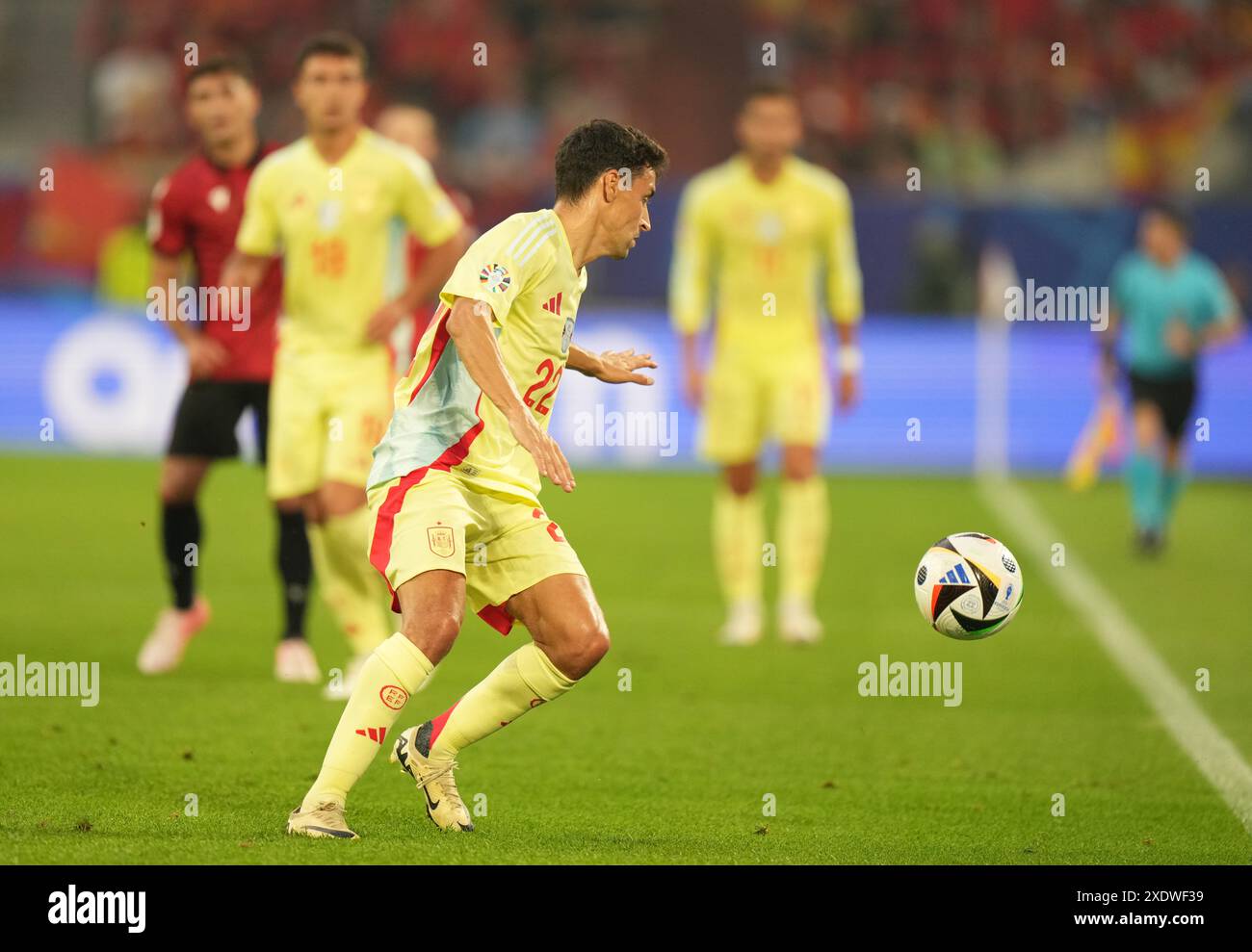 Jesus Navas Gonzalez di Spagna durante la partita di calcio EURO 2024 del gruppo B tra Albania e Spagna il 24 giugno 2024 all'Arena Dusseldorf, Dusseldorf, Germania. Foto Nderim Kaceli Foto Stock