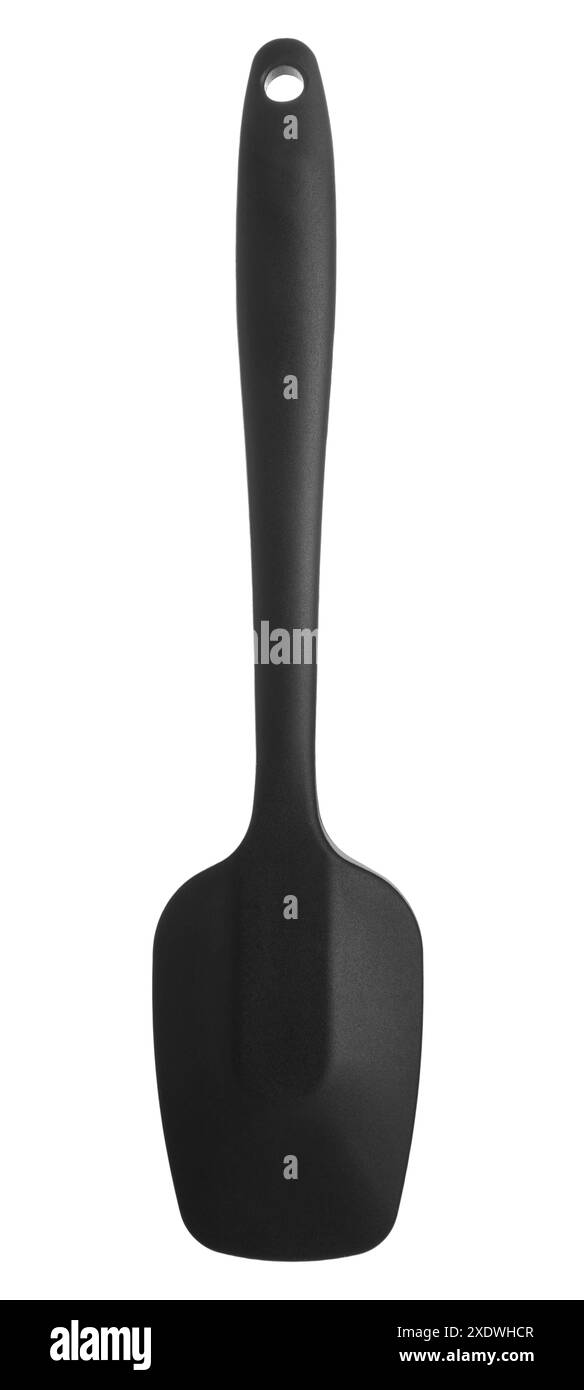 Una spatola nera isolata su bianco. Utensili da cucina Foto Stock