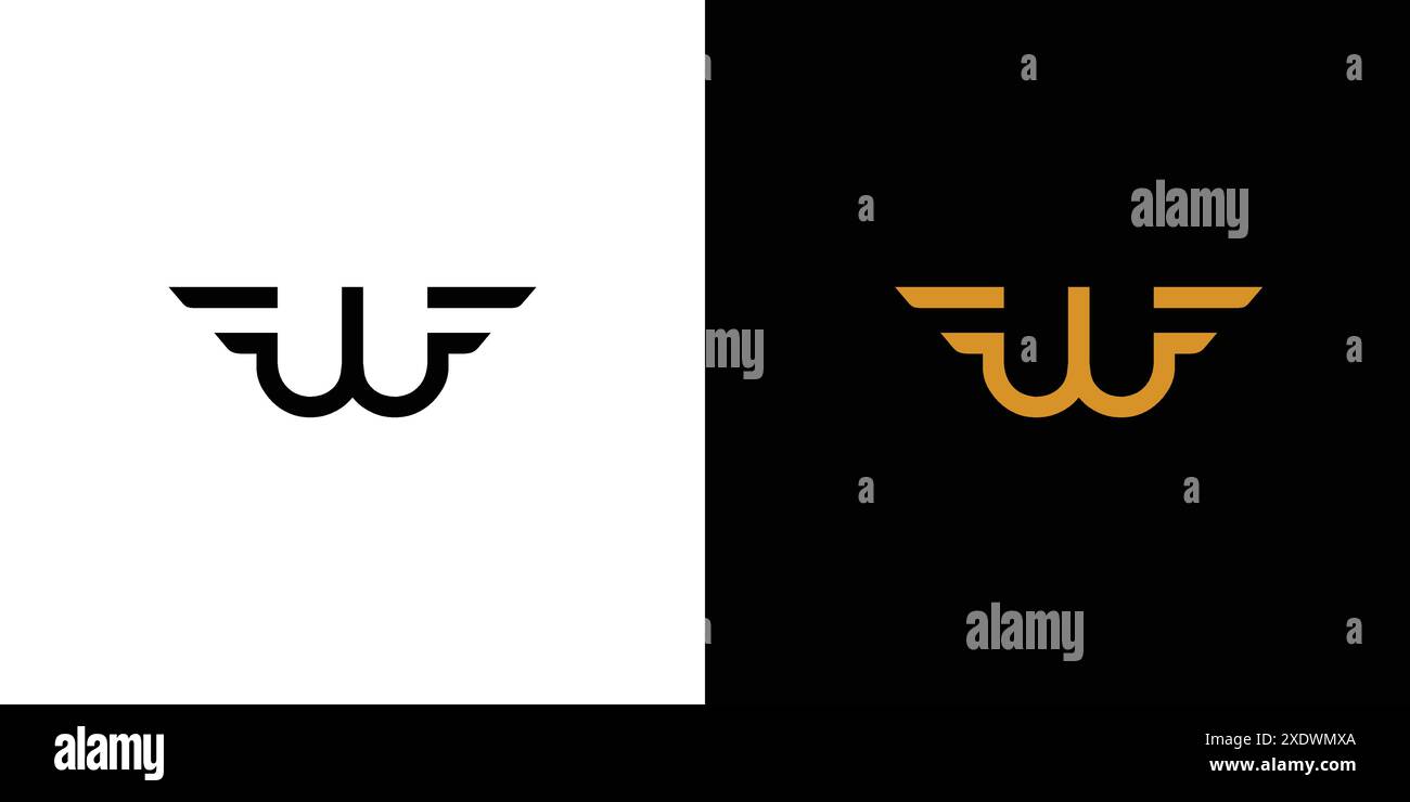 Design esclusivo e moderno con logo W Wing Illustrazione Vettoriale