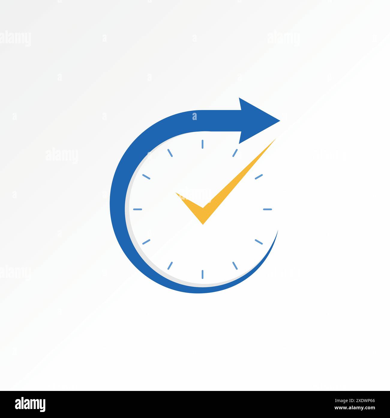 Design del logo concetto grafico astratto creativo lista di controllo vettoriale premium orologio da parete freccia Swoosh veloce. Selezione del periodo di velocità della data correlata Illustrazione Vettoriale