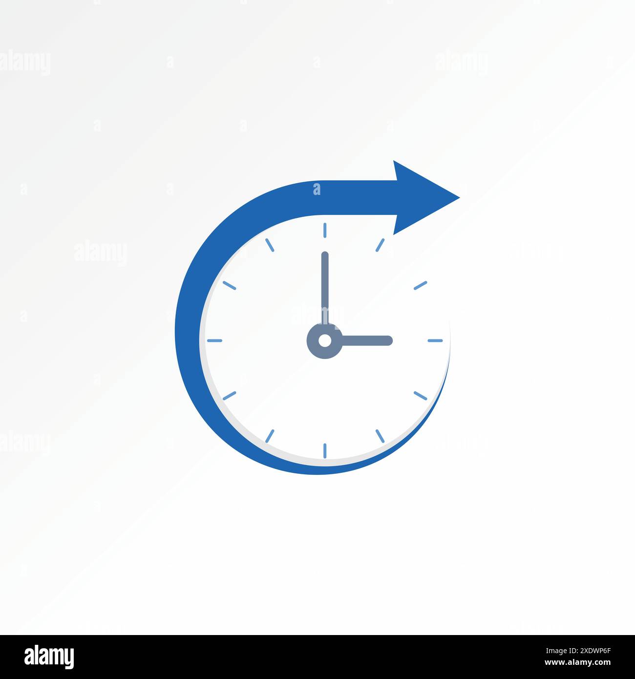 Design del logo Design grafico astratto originale stock vettoriale premium Orologio da parete Orologio da parete veloce freccia Swoosh. Relativo alla selezione del periodo di velocità della data Illustrazione Vettoriale