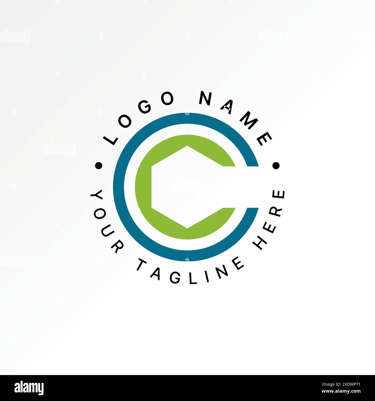 Design del logo concept grafico stock vettoriale premium creativo chiave spaziale negativa con caratteri C o CC iniziale officina. Correlato a un tecnico tipografico monogramma Illustrazione Vettoriale