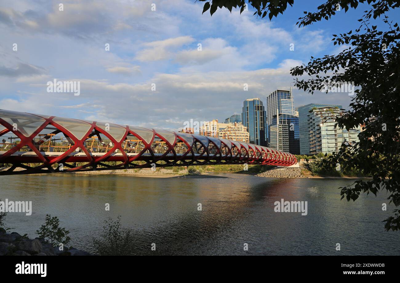 Ponte di pace sul fiume Bow - Calgary, Canada Foto Stock