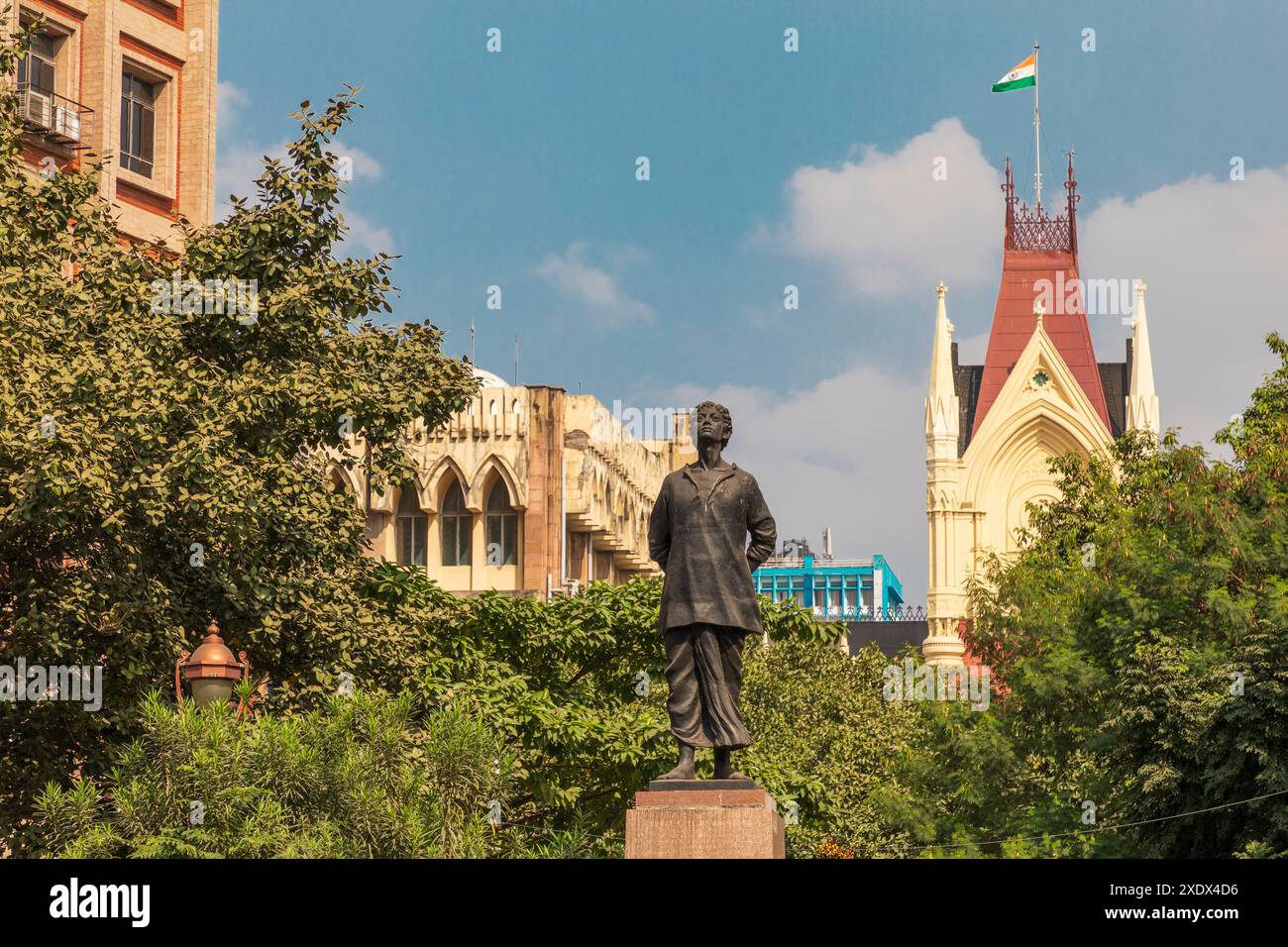 India, Bengala Occidentale, Kolkata, B B D Bagh. Statua di Khudiram Bose, combattente per la libertà nazionalista indiana. Foto Stock