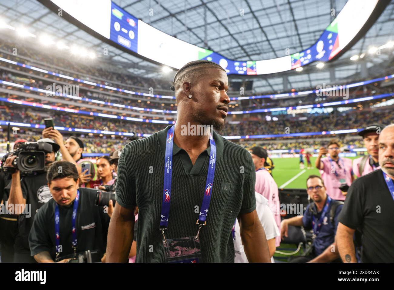 Inglewood, Stati Uniti. 24 giugno 2024. Jimmy Butler dopo partita Brasile contro Costa Rica nel gruppo D della Copa America al SoFi Stadium di Inglewood, California negli Stati Uniti questo lunedì, 24 giugno 2024 Credit: Brazil Photo Press/Alamy Live News Foto Stock