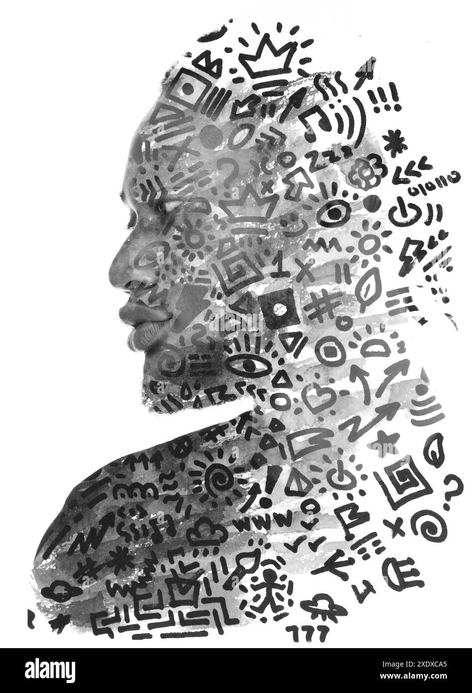 Un ritratto astratto simbolico di un uomo afroamericano Foto Stock
