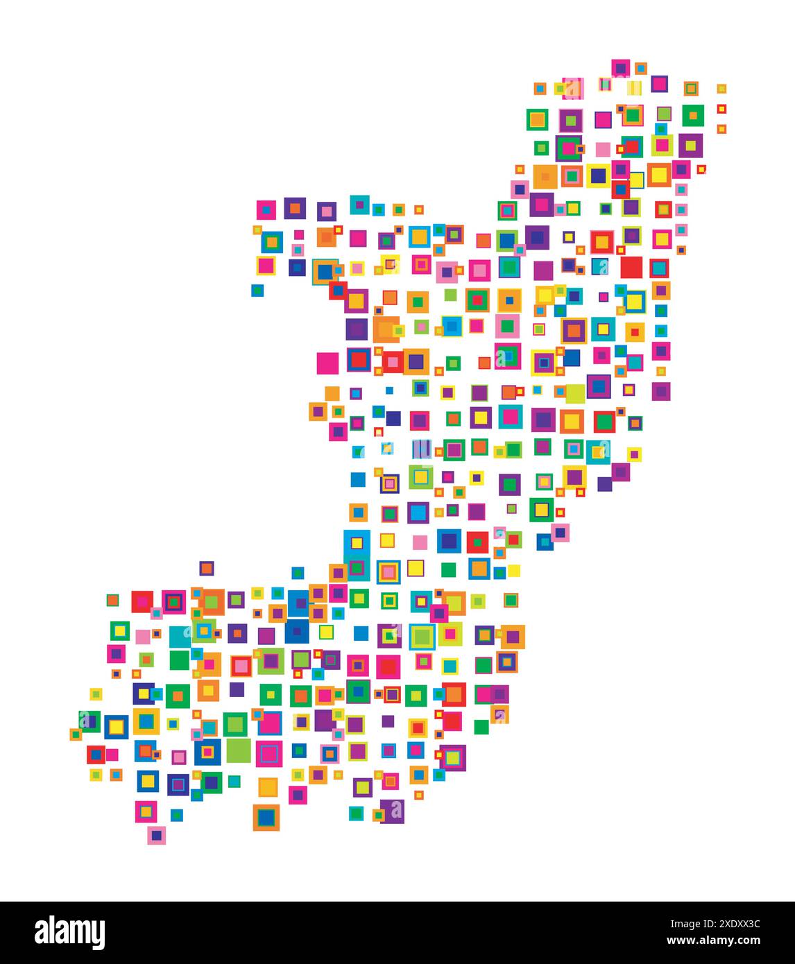 Mappa astratta della Repubblica del Congo mappa astratta che mostra il paese con un modello di quadrati colorati sovrapposti come caramelle Illustrazione Vettoriale