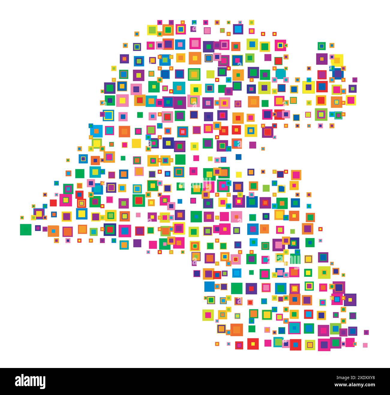 Mappa astratta del Kuwait mappa astratta che mostra il paese con un modello di quadrati colorati sovrapposti come caramelle Illustrazione Vettoriale