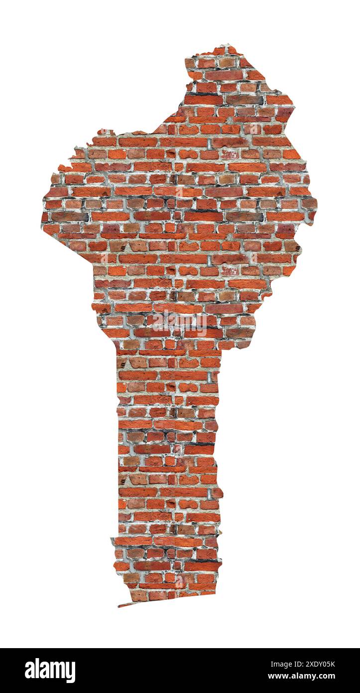 Mappa astratta del Benin progettata come un muro di mattoni Foto Stock