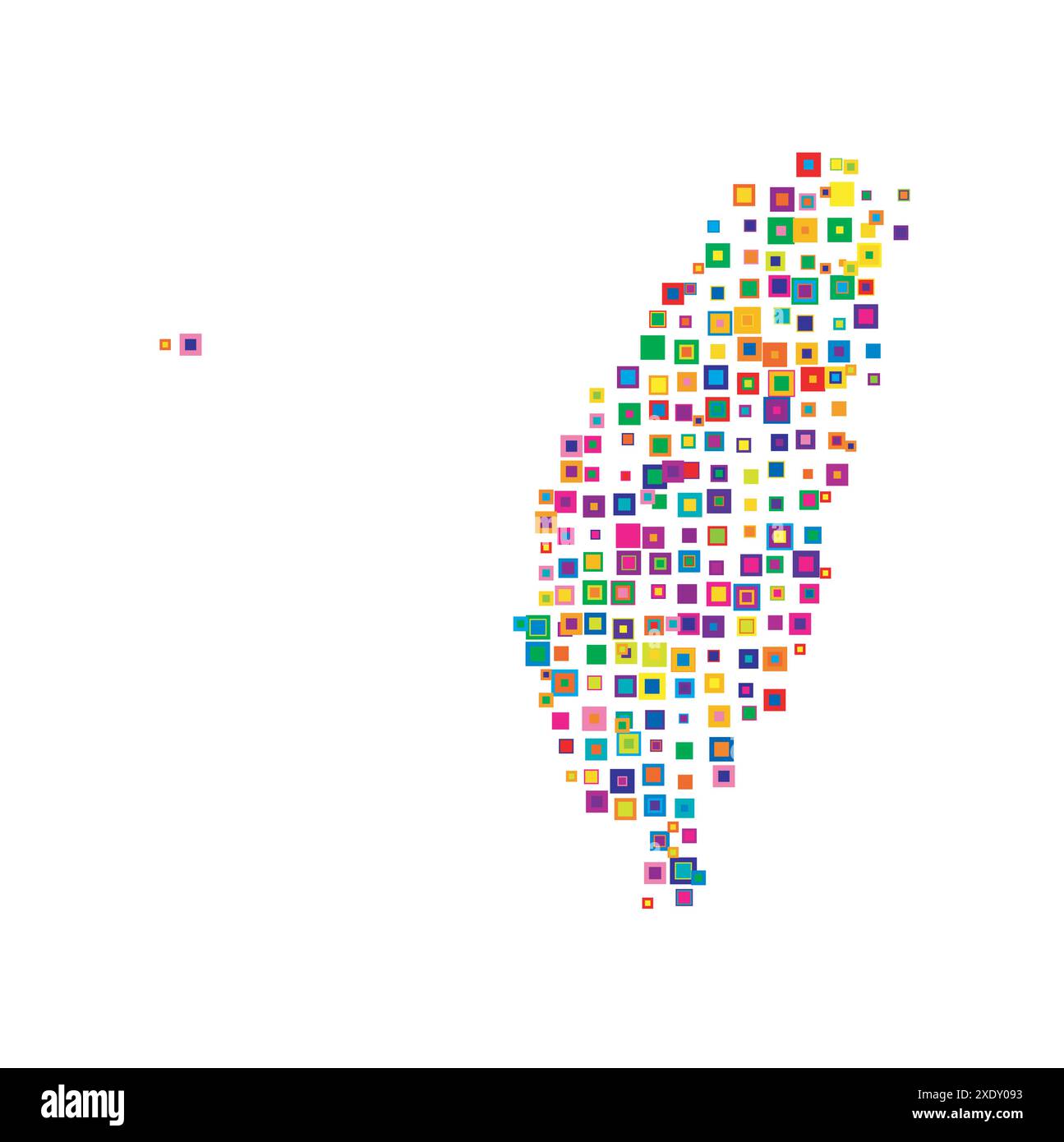 Mappa astratta di Taiwan mappa astratta che mostra il paese con un modello di quadrati colorati sovrapposti come caramelle Illustrazione Vettoriale