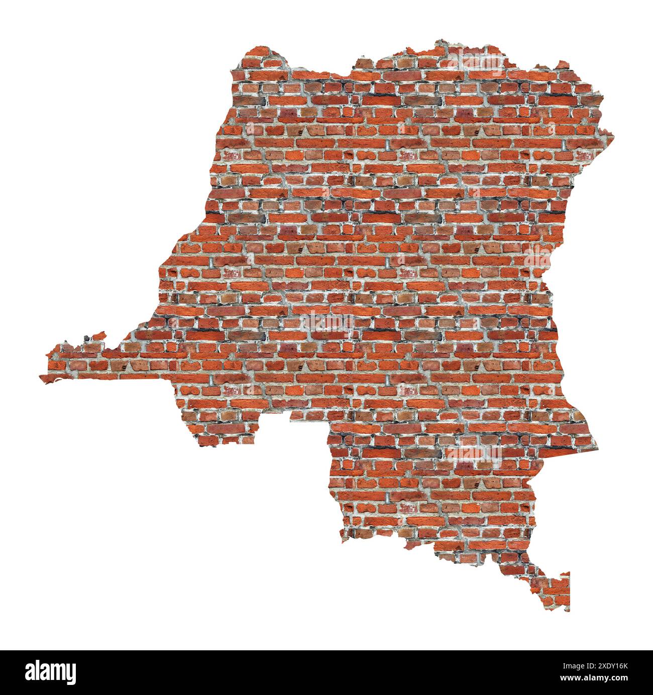 Mappa astratta della Repubblica Democratica del Congo progettata come un muro di mattoni Foto Stock