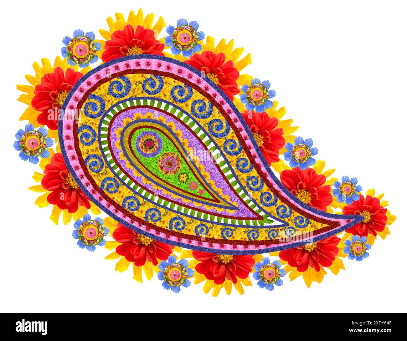 Mandala isolato dell'occhio di Buddha floreale Foto Stock
