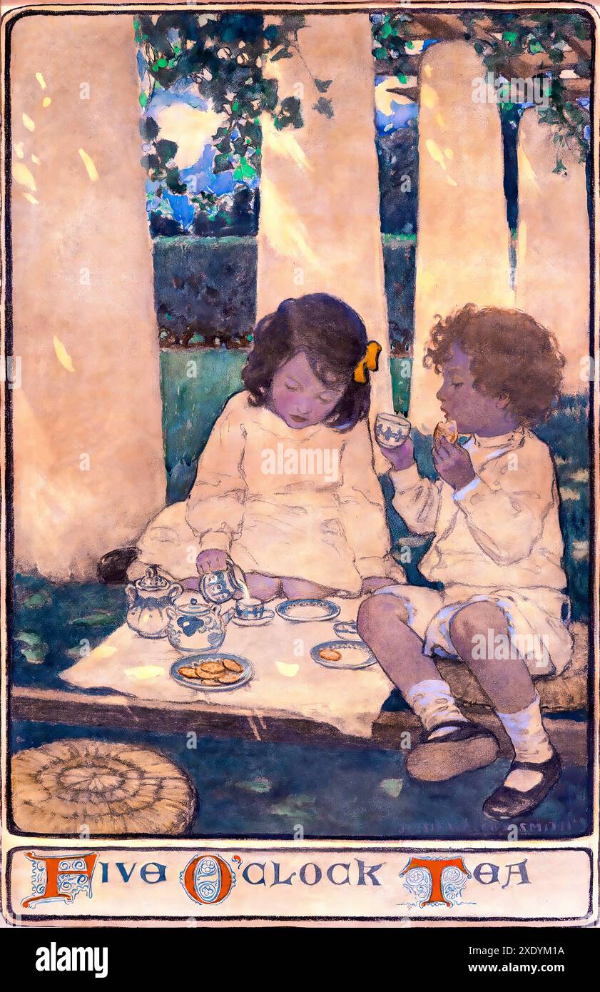 SMITH Jessie Wilcox - Tea cinque ore 1903 poster illustrati d'epoca Foto Stock