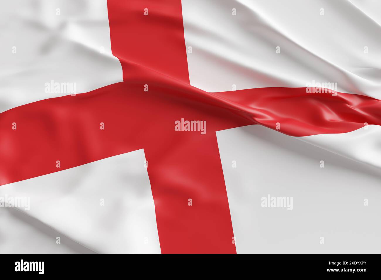 Bandiera nazionale dell'Inghilterra (croce rossa di San Giorgio) con pieghe e rughe. Concetto di argomenti e questioni relative all'Inghilterra del Regno Unito Foto Stock