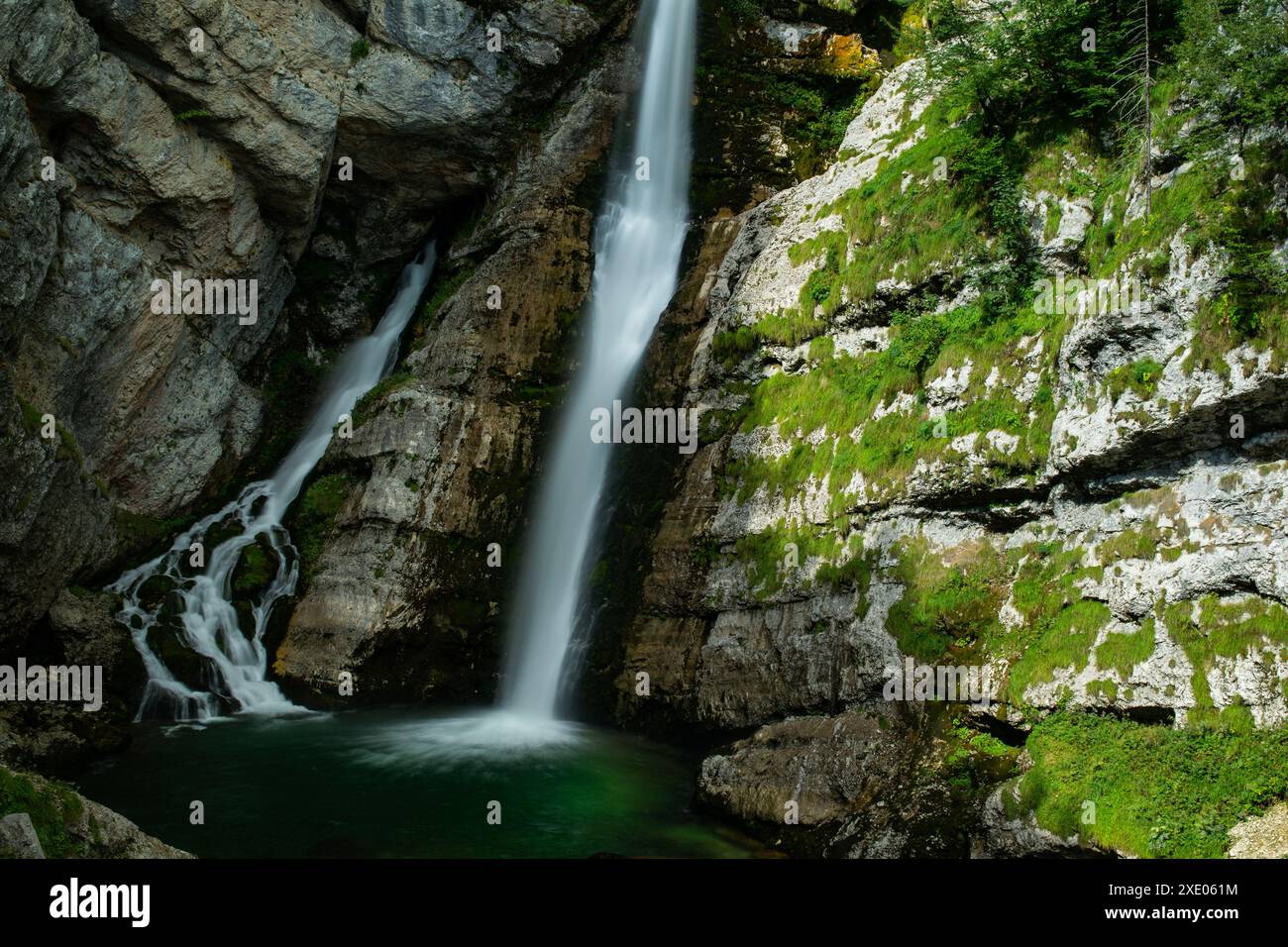 Cascata Savica nel parco nazionale del Triglav in Slovenia Foto Stock