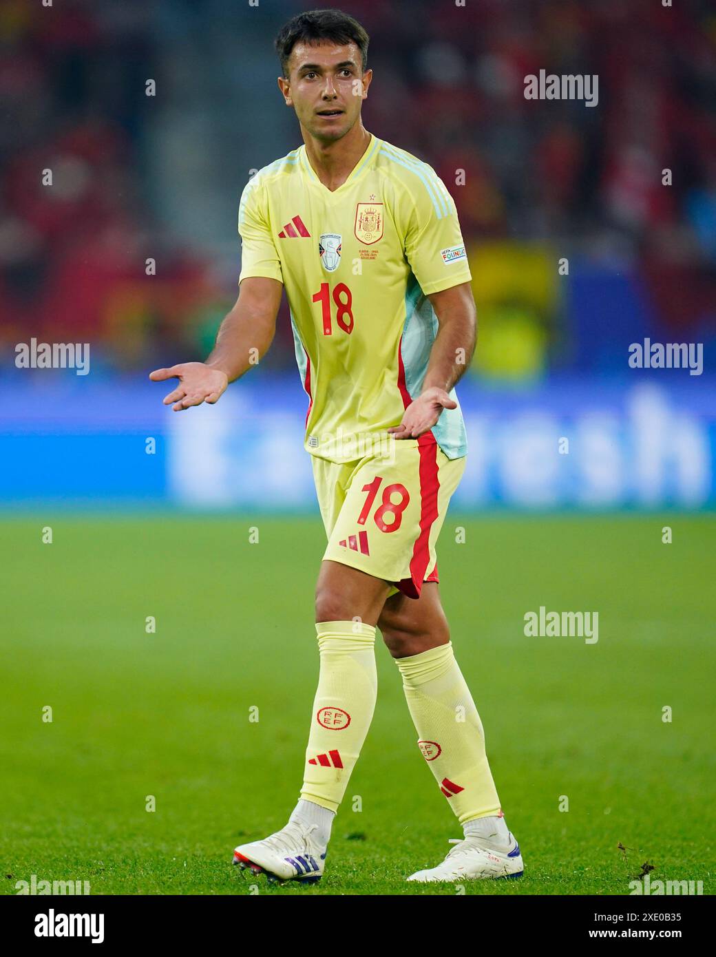 Dusseldorf, Germania. 24 giugno 2024. Durante la partita di UEFA Euro 2024 tra Albania e Spagna, il gruppo B è stato disputato alla Dusseldorf Arena il 24 giugno 2024 a Düsseldorf, in Germania. (Foto di Sergio Ruiz/PRESSINPHOTO) credito: PRESSINPHOTO SPORTS AGENCY/Alamy Live News Foto Stock