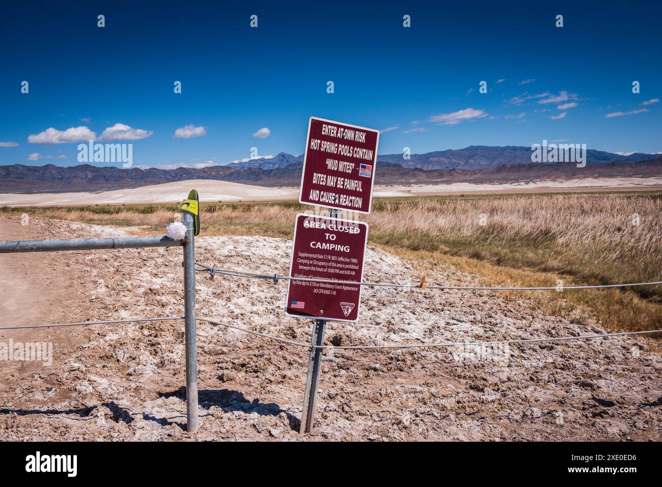 Tecopa, California USA - 27 marzo 2017: Le sorgenti termali di fango di Tecopa sono un'oasi nel deserto. Queste sorgenti termali sono gratuite e l'abbigliamento è facoltativo. C'è Foto Stock
