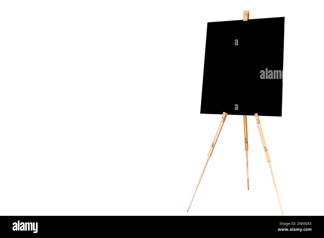 Lavagna a fogli mobili, mock-up vettoriale supporto cavalletto. Mockup realistico per lavagna bianca. Lavagna bianca con treppiede. Modello per la progettazione Foto Stock