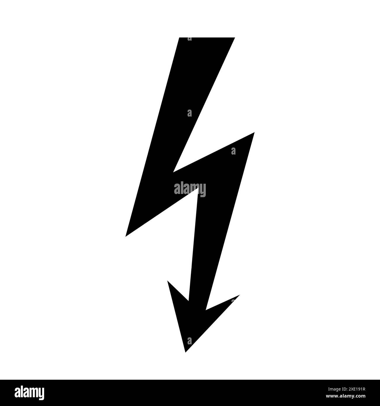 Icona nera di pericolo elettrico, illustrazione vettoriale, etichetta isolata su sfondo bianco. EPS10 Foto Stock