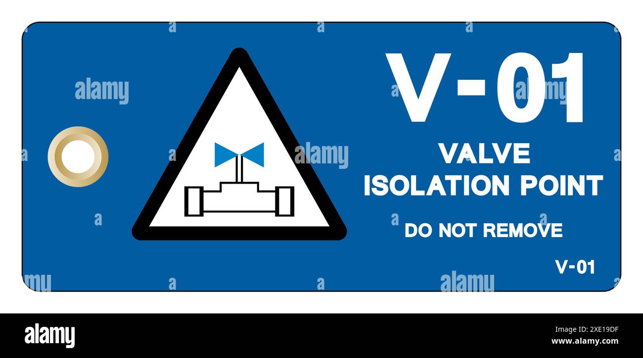 V01 etichetta etichetta del punto di isolamento valvola simbolo, illustrazione vettoriale, isolamento su sfondo bianco. EPS10 Foto Stock