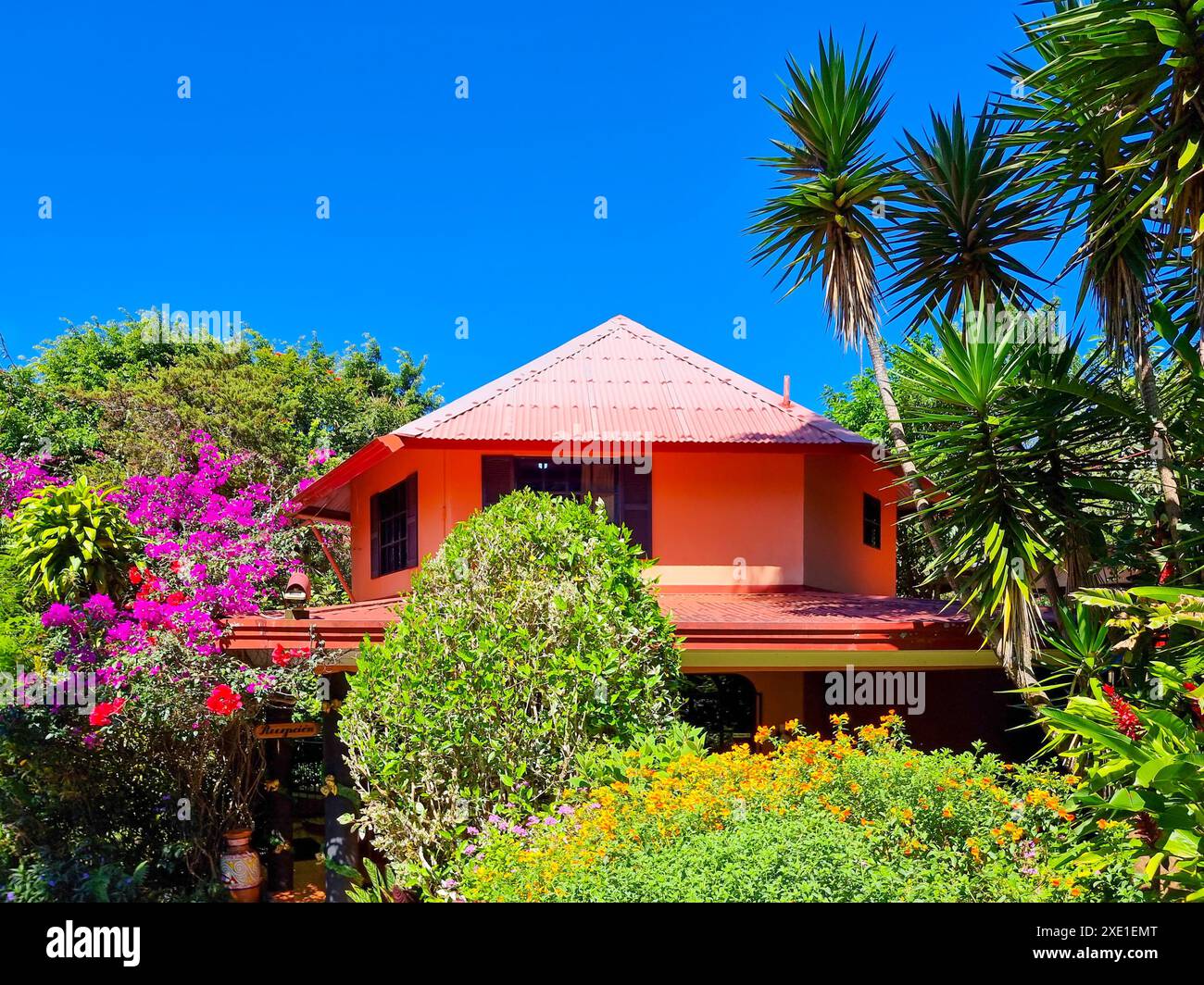 Panama, Boquete, ingresso dell'Hotel Garden Inn Foto Stock